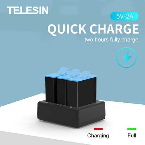 TELESIN 3-Channel Battery Charger for GoPro Hero9 - Image 5