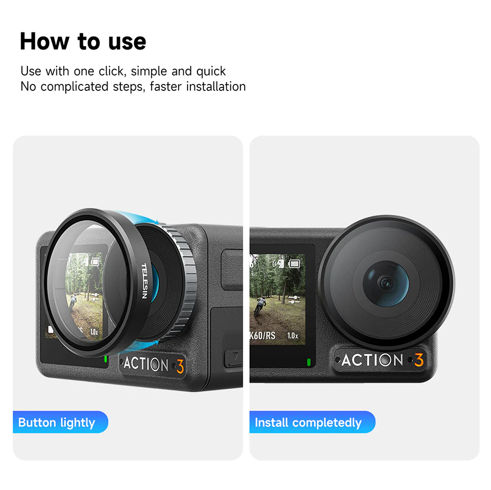 TELESIN Lens Filter Set for DJI Action 5/4/ 3 Camera Accessories, 4-Pack CPL ND32 ND16 ND8 Polarizing Neutral Density HD Filter Lens Protective Protector Cover for DJI Osmo (ND Filter) - Image 9