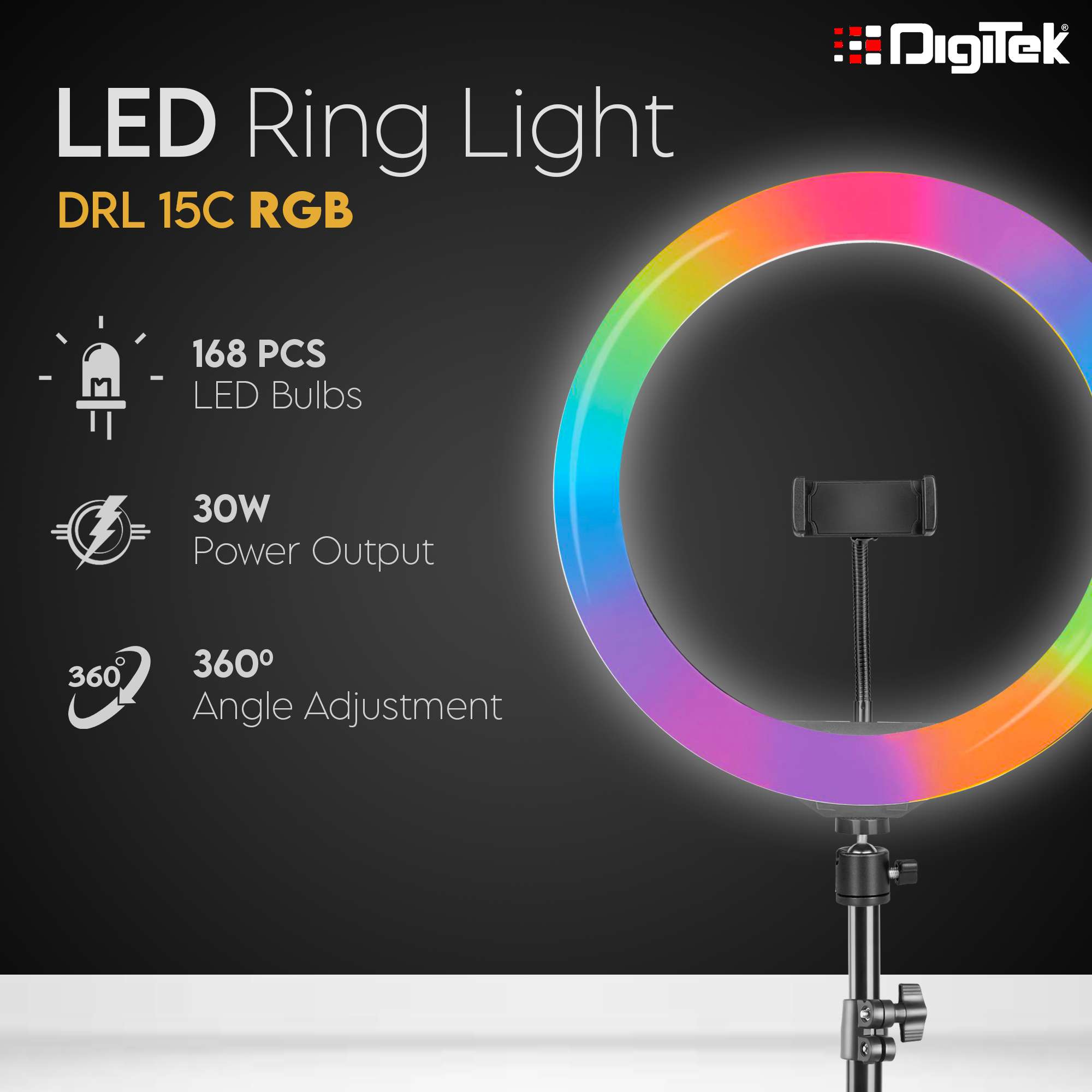 DIGITEK® (DRL-15C RGB) LED Ring Light 38cm (15 inch) RGB with Stand for YouTube - Image 7