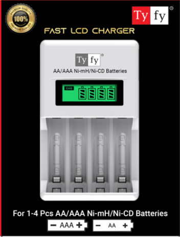 TyFy Battery Charger LCD AA/AAA