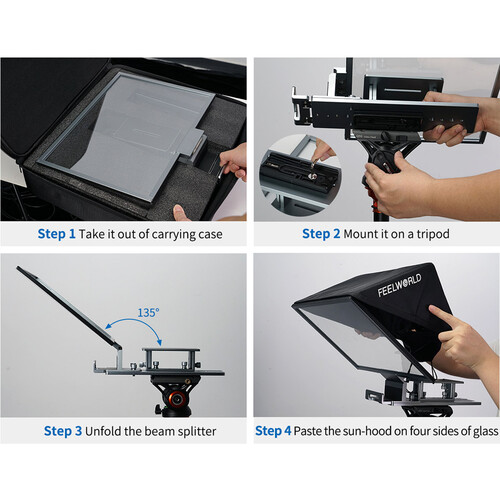 FeelWorld TP16 Folding Teleprompter with Remote Control for Tablets - Image 8