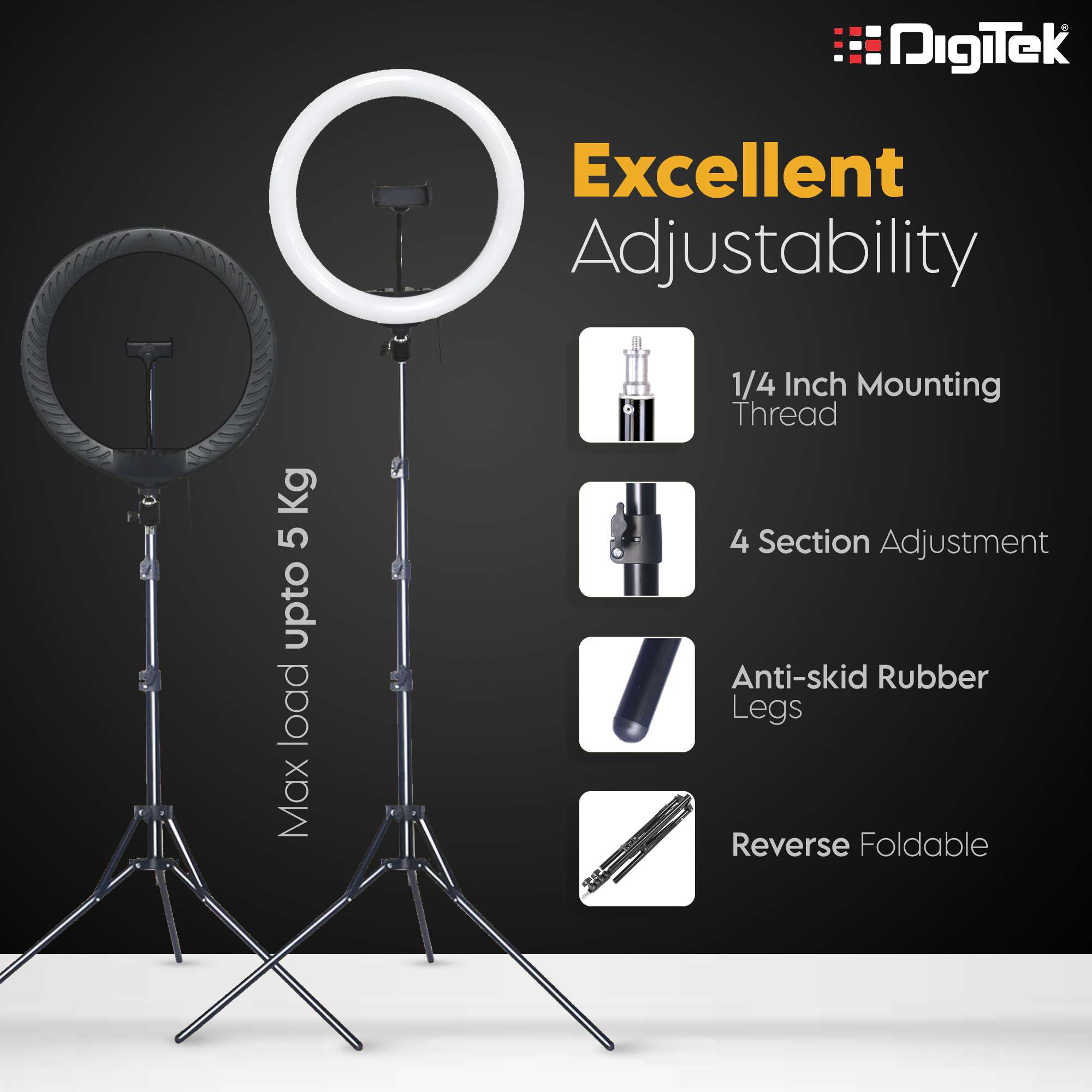DIGITEK® (DRL-15C RGB) LED Ring Light 38cm (15 inch) RGB with Stand for YouTube - Image 6