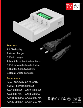 TyFy Battery Charger LCD AA/AAA - Image 2