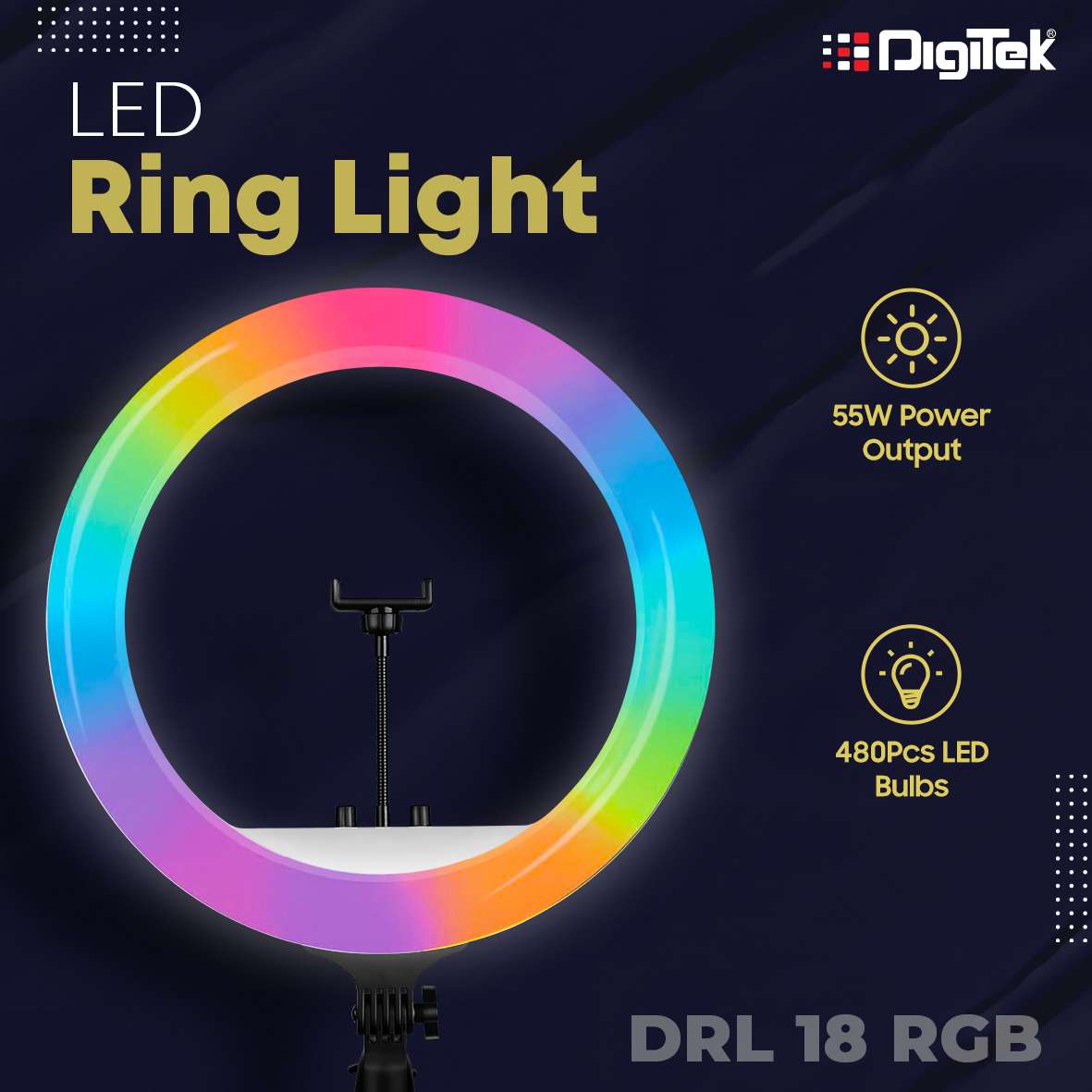 Digitek (DRL-18 RGB) RGB LED Ring Light 46cm (18 inch) - Image 2