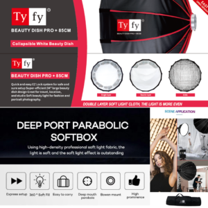 TyFy 85CM Beauty Dish Pro Softbox – Bowens Mount