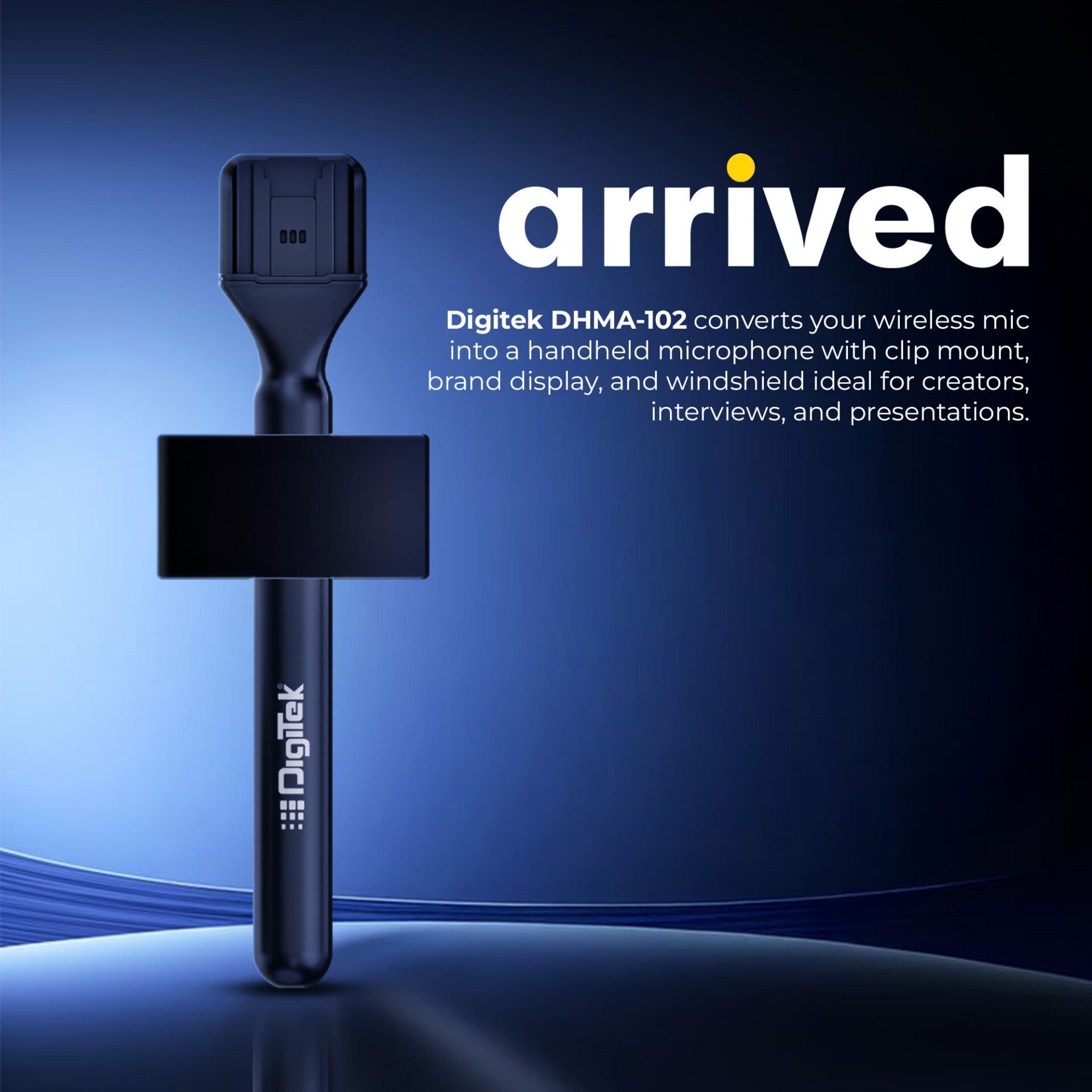 Digitek (DHMA-102) Handheld Interview Mic Adapter with Brand Display Plate and Foam Windshield to Reduce Wind Noise, Compatible with DWM 101 and Other Wireless GO Trensmitter - Image 2