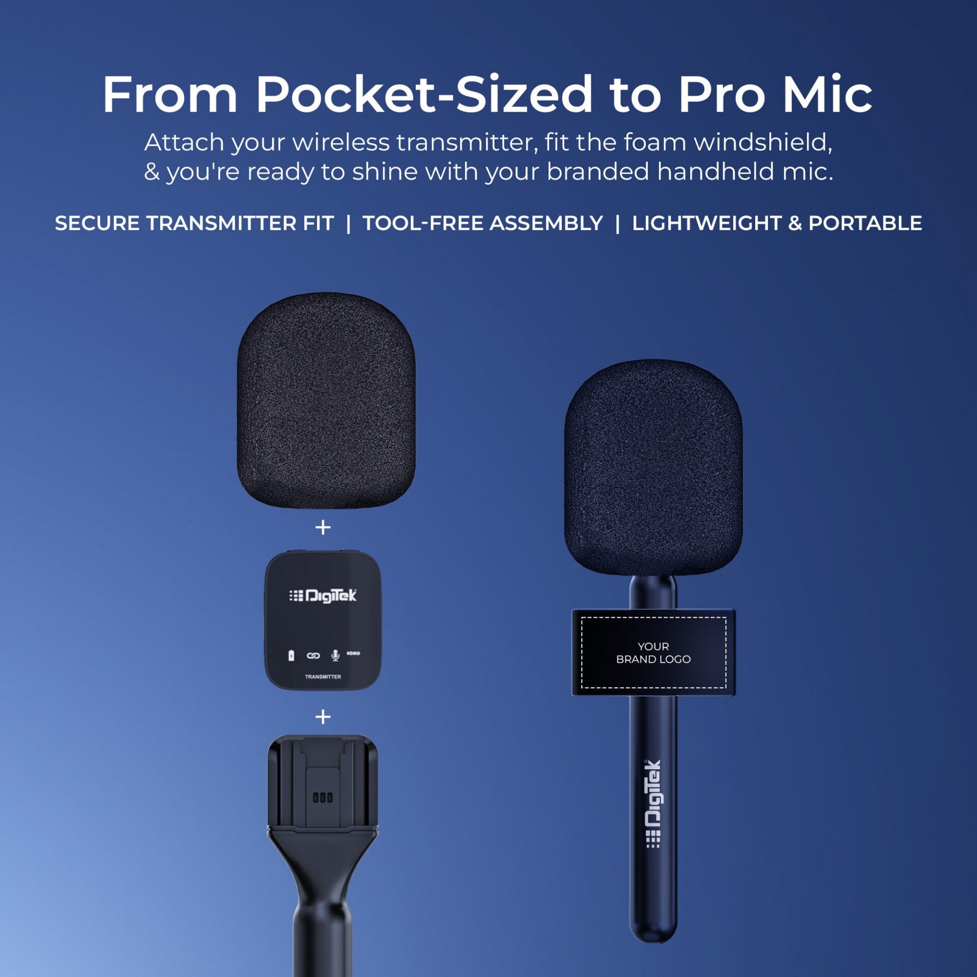 Digitek (DHMA-102) Handheld Interview Mic Adapter with Brand Display Plate and Foam Windshield to Reduce Wind Noise, Compatible with DWM 101 and Other Wireless GO Trensmitter - Image 5
