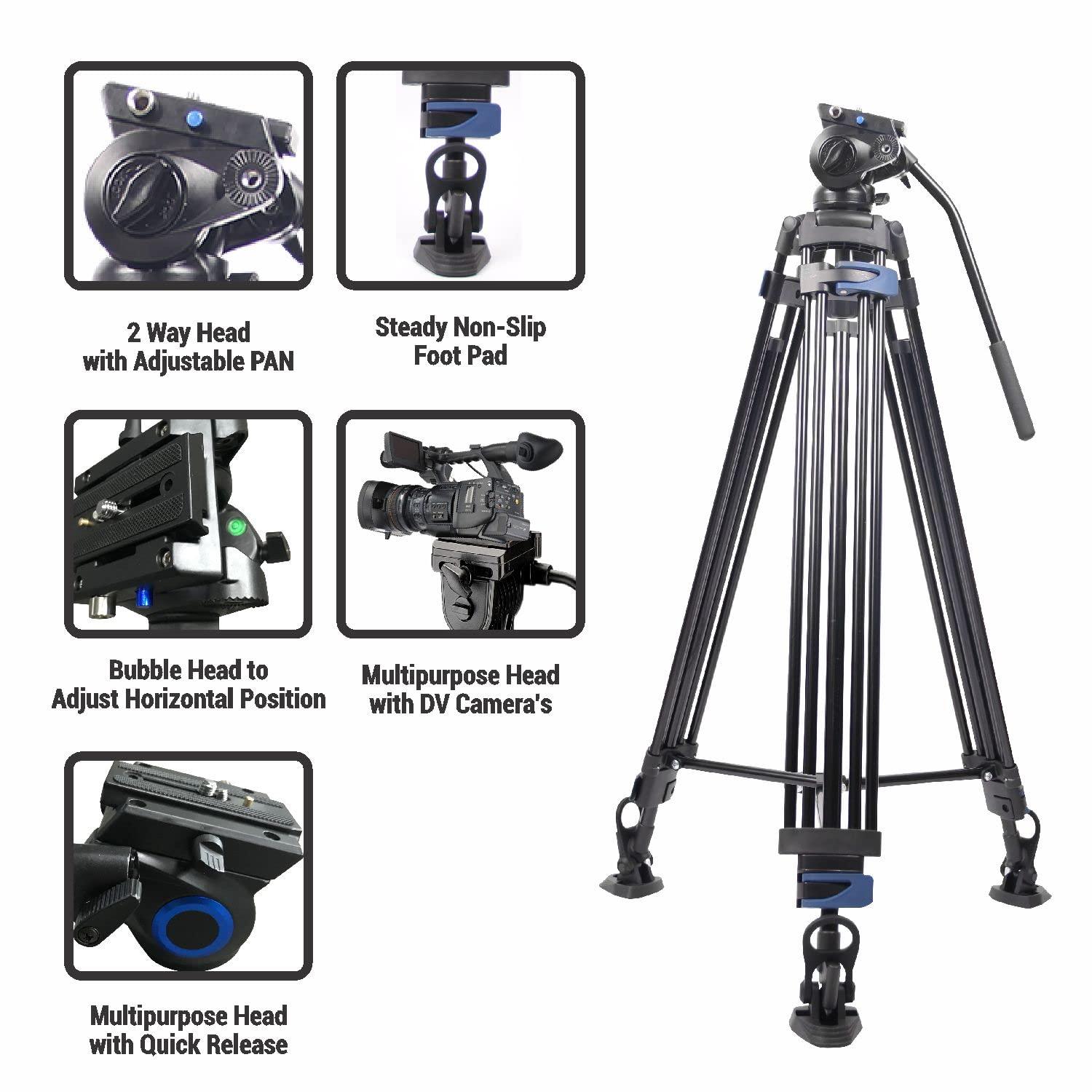 Digitek (DPTR-7060VD) Platinum Heavy Duty Video Tripod Maximum Operating Height: 1849 mm, Max Load Upto: 15 kgs - Image 2