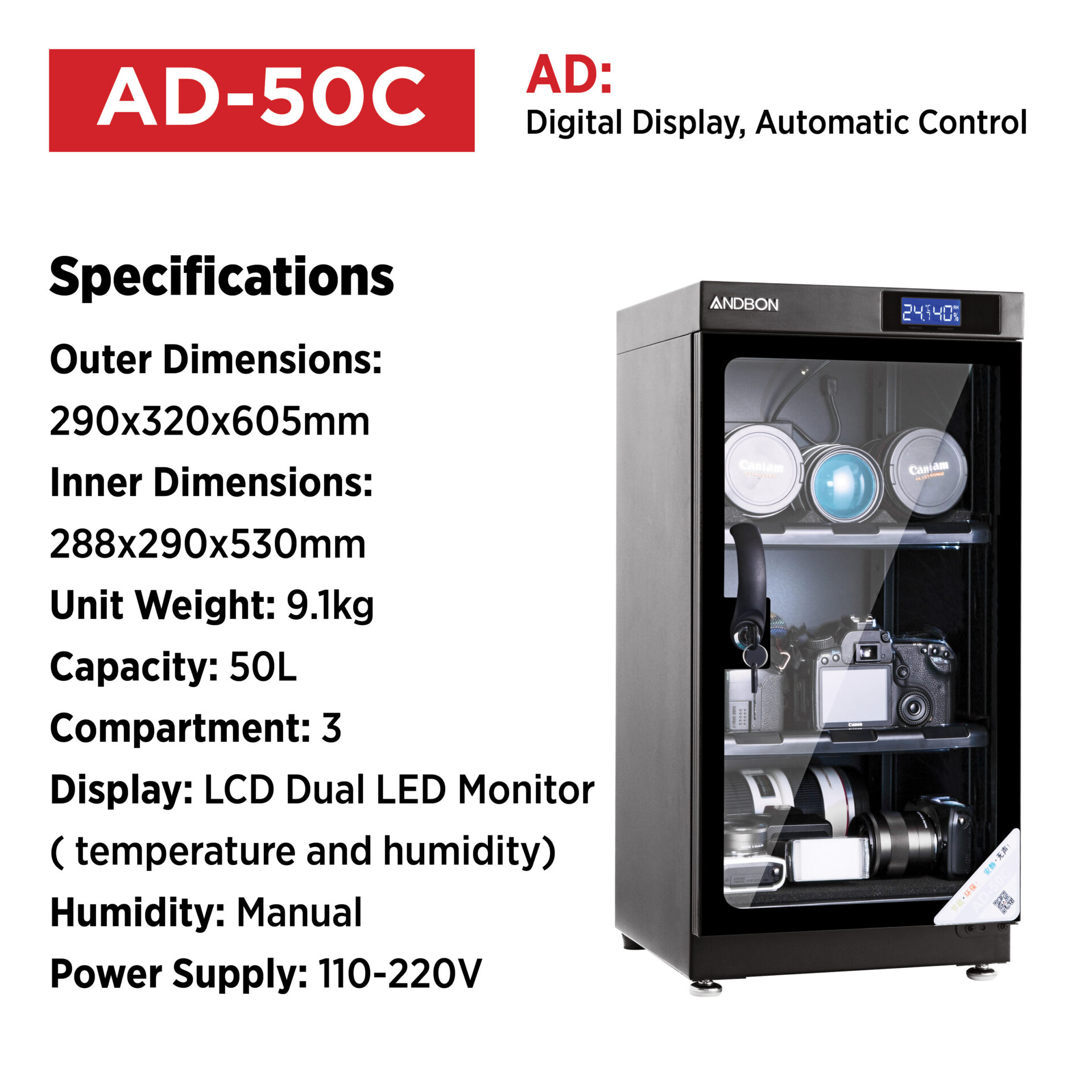 Andbon AD-50C Dry Cabinet 50 Ltr - Image 2