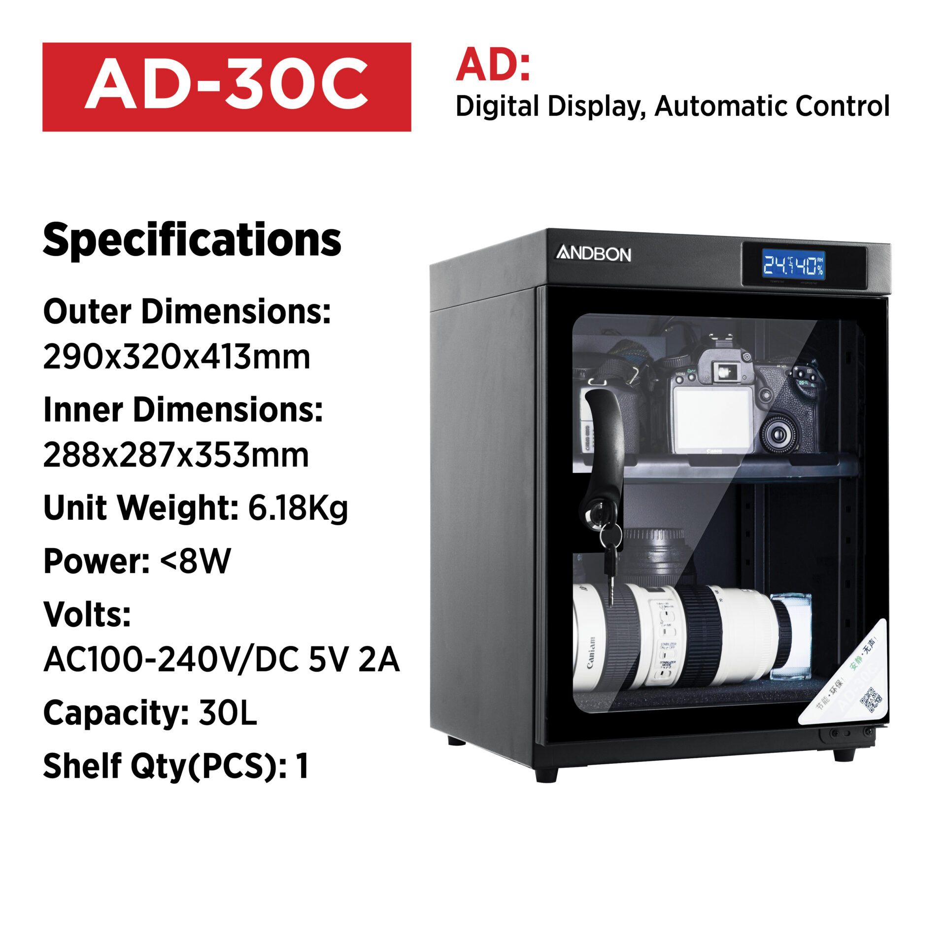 Andbon AD-30C Dry Cabinet 30 Ltr - Image 2