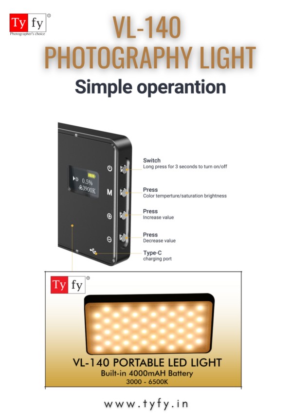 Tyfy VL – 140 LED PHOTOGRAPHY LIGHT - Image 4