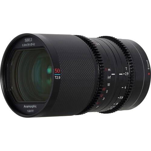 Sirui Saturn 50mm T2.9 1.6x Carbon Fiber Full-Frame Anamorphic Lens (Sony E, Blue Flare) - Image 4
