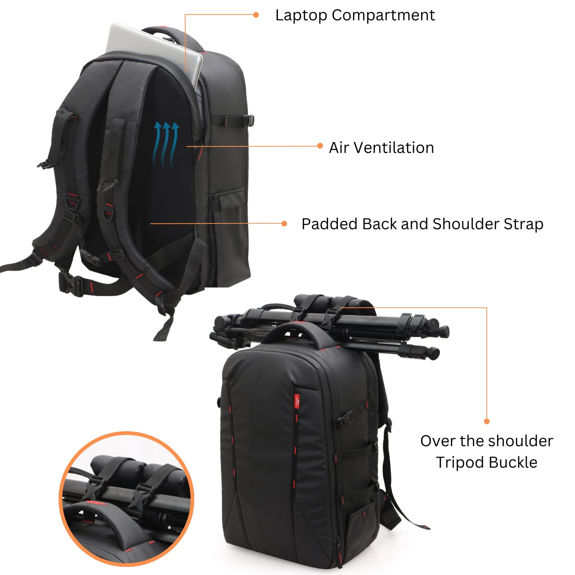 Kamron Tough BP Lite 2.0 Combo with Waist Pouch Waterproof DSLR Backpack Camera Backpack - Image 4