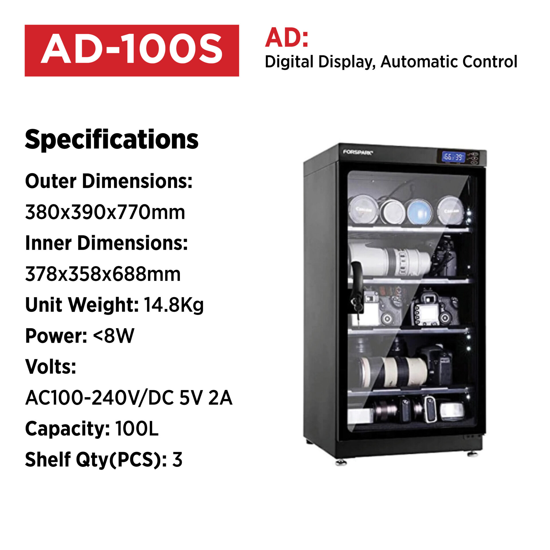 Andbon AD-100S 100L Electronic Automatic Digital Control Dry Cabinet - Image 2
