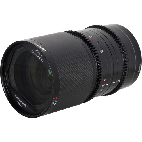 Sirui Saturn 75mm T2.9 1.6x Carbon Fiber Full-Frame Anamorphic Lens (Sony E, Blue Flare) - Image 3