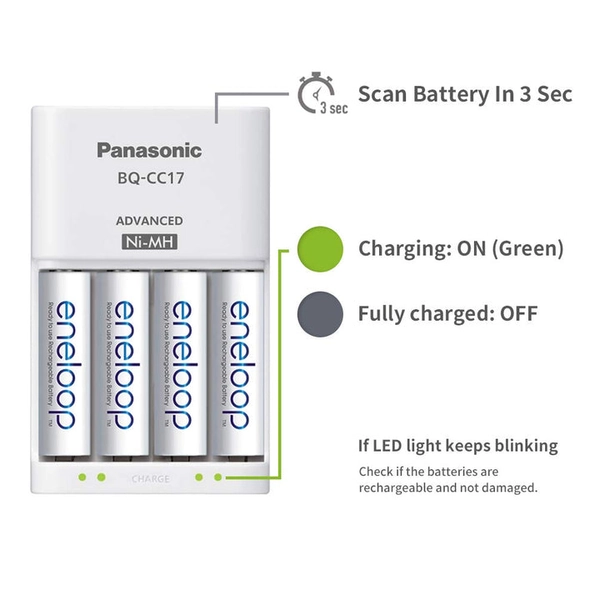 Panasonic eneloop CC17N advanced charger for AA & AAA rechargeable Batteries - Image 3