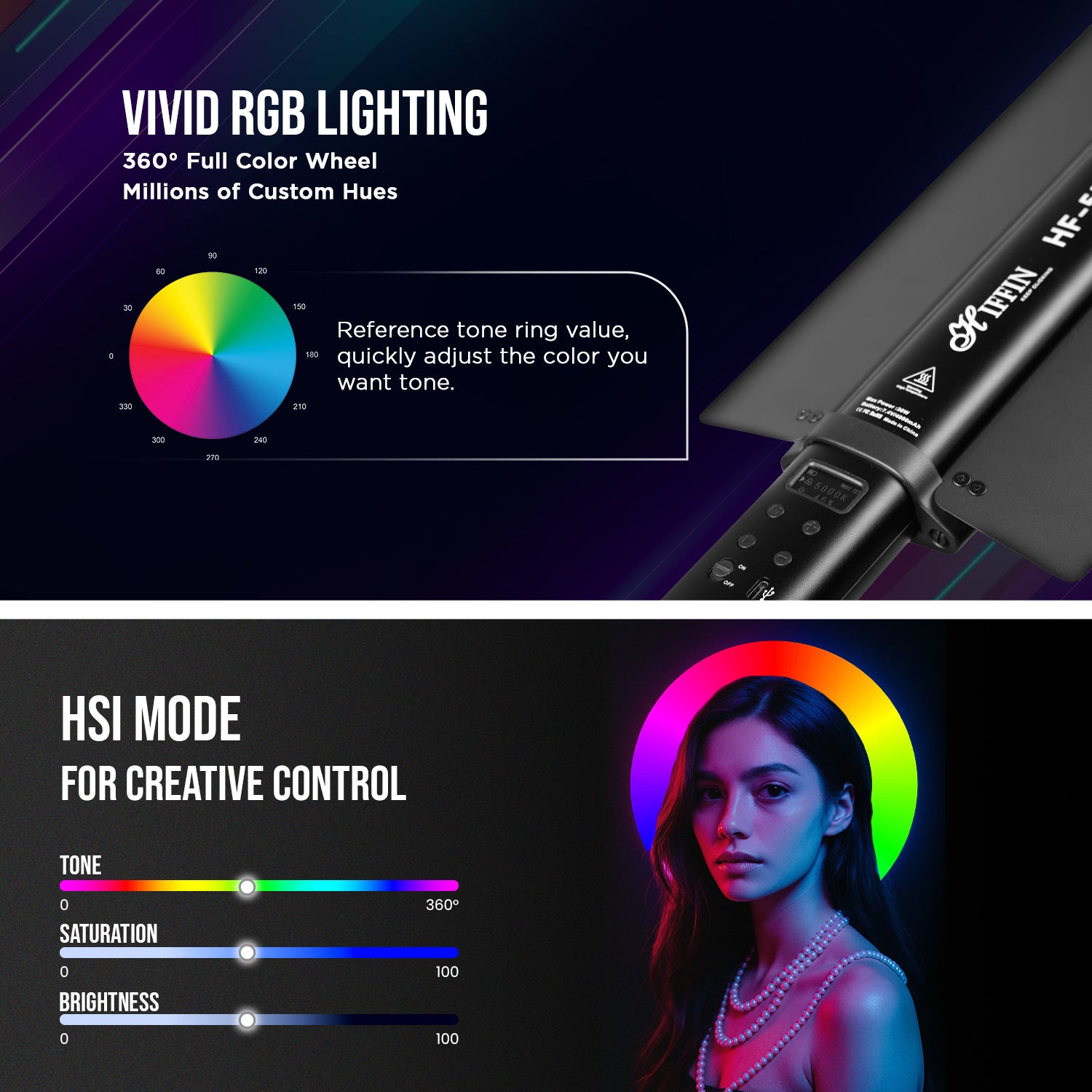 HIFFIN HF-550 RGB Stick Light 30W with 24 FX & App - Image 3